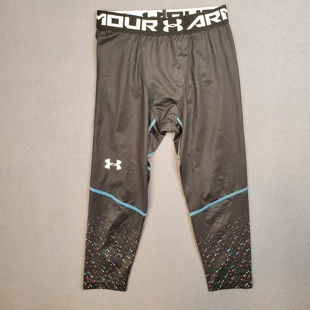 Under Armour Boys‎ Kids Sz M YMD Youth Medium  3/4 Compression Tights Black/Blue